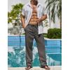 imageCOOFANDY Mens Casual Linen Pants Elastic Waist Drawstring Beach Summer Pants Lightweight Linen TrousersDark Grey