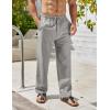 imageCOOFANDY Mens Casual Linen Pants Elastic Waist Drawstring Beach Summer Pants Lightweight Linen TrousersGrey