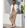imageCOOFANDY Mens Casual Linen Pants Elastic Waist Drawstring Beach Summer Pants Lightweight Linen TrousersKhaki
