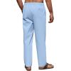 imageCOOFANDY Mens Casual Linen Pants Elastic Waist Drawstring Beach Summer Pants Lightweight Linen TrousersLight Blue