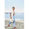 imageCOOFANDY Mens Casual Linen Pants Elastic Waist Drawstring Beach Summer Pants Lightweight Linen TrousersLight Blue