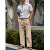imageCOOFANDY Mens Casual Linen Pants Elastic Waist Drawstring Beach Summer Pants Lightweight Linen TrousersLight Brown