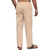imageCOOFANDY Mens Casual Linen Pants Elastic Waist Drawstring Beach Summer Pants Lightweight Linen TrousersLight Khaki