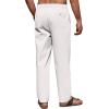 imageCOOFANDY Mens Casual Linen Pants Elastic Waist Drawstring Beach Summer Pants Lightweight Linen TrousersWhite