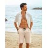 imageCOOFANDY Mens Casual Shorts Cotton Elastic Waist Drawstring Shorts Lightweight Summer Beach ShortsBeige