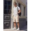 imageCOOFANDY Mens Casual Shorts Cotton Elastic Waist Drawstring Shorts Lightweight Summer Beach ShortsBeige