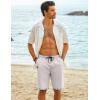 imageCOOFANDY Mens Casual Shorts Cotton Elastic Waist Drawstring Shorts Lightweight Summer Beach ShortsPat1
