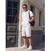 imageCOOFANDY Mens Casual Shorts Cotton Elastic Waist Drawstring Shorts Lightweight Summer Beach ShortsWhite