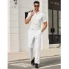 imageCOOFANDY Mens Classic Fit Dress Pants Flat Front Straight Formal Pants Wrinkle Free Expandable Waist Suit PantsWhite