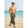 imageCOOFANDY Mens Cotton Linen Harem Pants Drawstring Casual Cropped Trousers Lightweight Loose Beach Yoga Pants with PocketsArmy Green