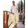 imageCOOFANDY Mens Cotton Linen Harem Pants Drawstring Casual Cropped Trousers Lightweight Loose Beach Yoga Pants with PocketsBeige
