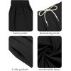 imageCOOFANDY Mens Cotton Linen Harem Pants Drawstring Casual Cropped Trousers Lightweight Loose Beach Yoga Pants with PocketsBlack