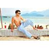 imageCOOFANDY Mens Cotton Linen Harem Pants Drawstring Casual Cropped Trousers Lightweight Loose Beach Yoga Pants with PocketsBlue