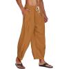 imageCOOFANDY Mens Cotton Linen Harem Pants Drawstring Casual Cropped Trousers Lightweight Loose Beach Yoga Pants with PocketsBrown