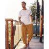 imageCOOFANDY Mens Cotton Linen Harem Pants Drawstring Casual Cropped Trousers Lightweight Loose Beach Yoga Pants with PocketsBrown