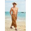 imageCOOFANDY Mens Cotton Linen Harem Pants Drawstring Casual Cropped Trousers Lightweight Loose Beach Yoga Pants with PocketsBrown