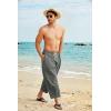 imageCOOFANDY Mens Cotton Linen Harem Pants Drawstring Casual Cropped Trousers Lightweight Loose Beach Yoga Pants with PocketsDark Grey