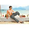 imageCOOFANDY Mens Cotton Linen Harem Pants Drawstring Casual Cropped Trousers Lightweight Loose Beach Yoga Pants with PocketsDark Grey