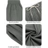 imageCOOFANDY Mens Cotton Linen Harem Pants Drawstring Casual Cropped Trousers Lightweight Loose Beach Yoga Pants with PocketsDark Grey