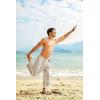 imageCOOFANDY Mens Cotton Linen Harem Pants Drawstring Casual Cropped Trousers Lightweight Loose Beach Yoga Pants with PocketsKhaki