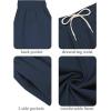 imageCOOFANDY Mens Cotton Linen Harem Pants Drawstring Casual Cropped Trousers Lightweight Loose Beach Yoga Pants with PocketsNavy Blue