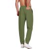 imageCOOFANDY Mens Linen Casual Lightweight Pants Elastic Waist Drawstring Beach Pants with PocketsArmy Green