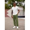 imageCOOFANDY Mens Linen Casual Lightweight Pants Elastic Waist Drawstring Beach Pants with PocketsArmy Green