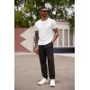 imageCOOFANDY Mens Linen Casual Lightweight Pants Elastic Waist Drawstring Beach Pants with PocketsBlack