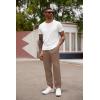 imageCOOFANDY Mens Linen Casual Lightweight Pants Elastic Waist Drawstring Beach Pants with PocketsBrown