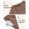 imageCOOFANDY Mens Linen Casual Lightweight Pants Elastic Waist Drawstring Beach Pants with PocketsBrown