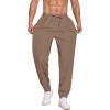 imageCOOFANDY Mens Linen Casual Lightweight Pants Elastic Waist Drawstring Beach Pants with PocketsBrown