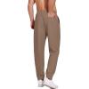 imageCOOFANDY Mens Linen Casual Lightweight Pants Elastic Waist Drawstring Beach Pants with PocketsBrown