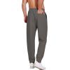 imageCOOFANDY Mens Linen Casual Lightweight Pants Elastic Waist Drawstring Beach Pants with PocketsDark Gray