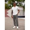 imageCOOFANDY Mens Linen Casual Lightweight Pants Elastic Waist Drawstring Beach Pants with PocketsDark Gray