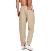 imageCOOFANDY Mens Linen Casual Lightweight Pants Elastic Waist Drawstring Beach Pants with PocketsKhaki