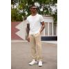imageCOOFANDY Mens Linen Casual Lightweight Pants Elastic Waist Drawstring Beach Pants with PocketsKhaki