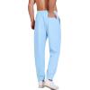 imageCOOFANDY Mens Linen Casual Lightweight Pants Elastic Waist Drawstring Beach Pants with PocketsLight Blue