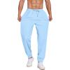 imageCOOFANDY Mens Linen Casual Lightweight Pants Elastic Waist Drawstring Beach Pants with PocketsLight Blue