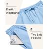 imageCOOFANDY Mens Linen Casual Lightweight Pants Elastic Waist Drawstring Beach Pants with PocketsLight Blue