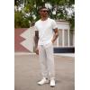 imageCOOFANDY Mens Linen Casual Lightweight Pants Elastic Waist Drawstring Beach Pants with PocketsLight Grey