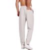 imageCOOFANDY Mens Linen Casual Lightweight Pants Elastic Waist Drawstring Beach Pants with PocketsLight Grey