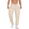imageCOOFANDY Mens Linen Casual Lightweight Pants Elastic Waist Drawstring Beach Pants with PocketsLight Khaki