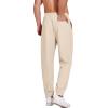 imageCOOFANDY Mens Linen Casual Lightweight Pants Elastic Waist Drawstring Beach Pants with PocketsLight Khaki
