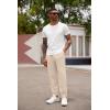imageCOOFANDY Mens Linen Casual Lightweight Pants Elastic Waist Drawstring Beach Pants with PocketsLight Khaki