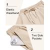 imageCOOFANDY Mens Linen Casual Lightweight Pants Elastic Waist Drawstring Beach Pants with PocketsLight Khaki