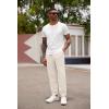 imageCOOFANDY Mens Linen Casual Lightweight Pants Elastic Waist Drawstring Beach Pants with PocketsLinen Khaki