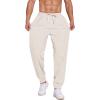 imageCOOFANDY Mens Linen Casual Lightweight Pants Elastic Waist Drawstring Beach Pants with PocketsLinen Khaki