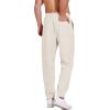 imageCOOFANDY Mens Linen Casual Lightweight Pants Elastic Waist Drawstring Beach Pants with PocketsLinen Khaki