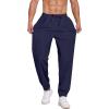 imageCOOFANDY Mens Linen Casual Lightweight Pants Elastic Waist Drawstring Beach Pants with PocketsNavy Blue