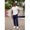 imageCOOFANDY Mens Linen Casual Lightweight Pants Elastic Waist Drawstring Beach Pants with PocketsNavy Blue